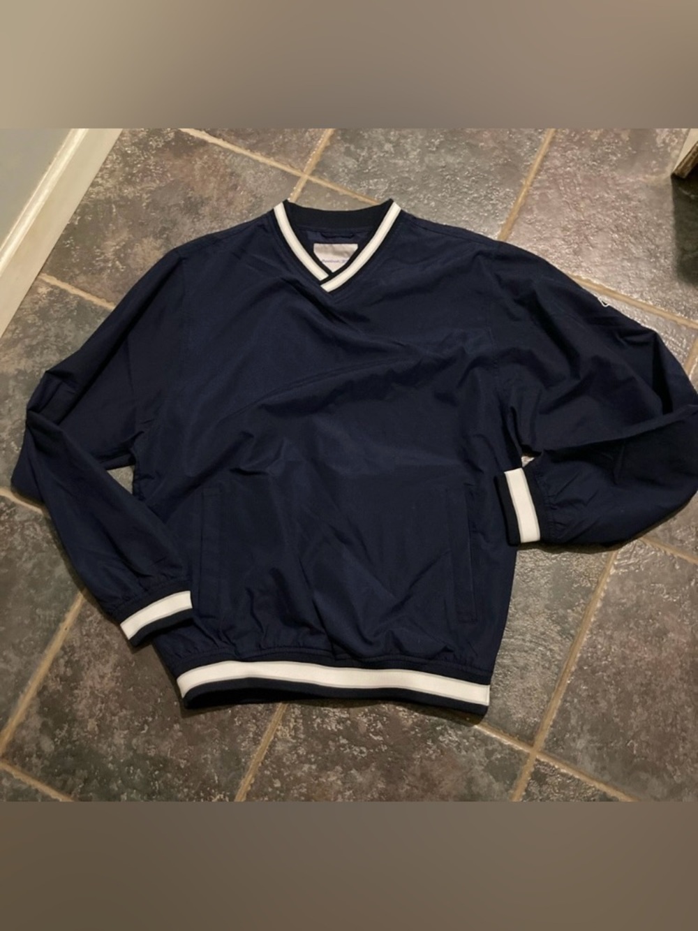 Vintage Reebok Blue V-Neck Pullover Windbreaker Men's S